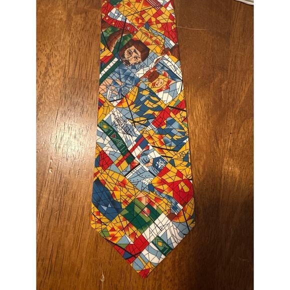 Vintage Harlequin Mondial LTD 100% Silk Tie and pocket handkerchief Artist Tekle - Picture 3 of 9